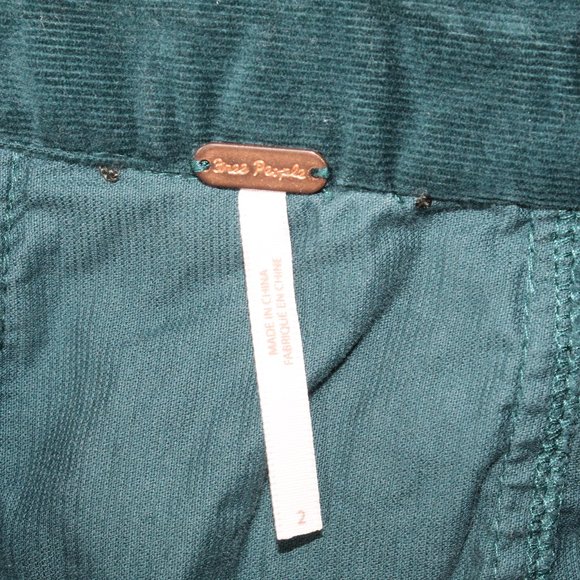 Free People Green Cotton Blend Zip Front Corduroy Mini Skirt Size 2 - Picture 7 of 10